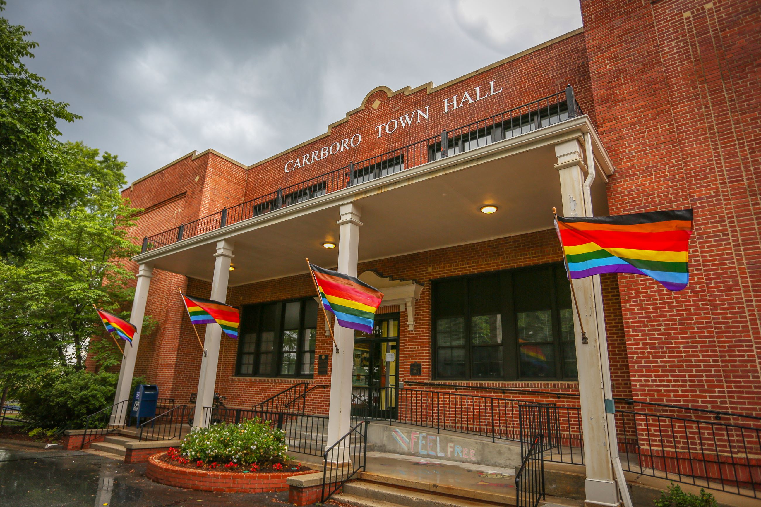 Town Hall Rainbow Flags